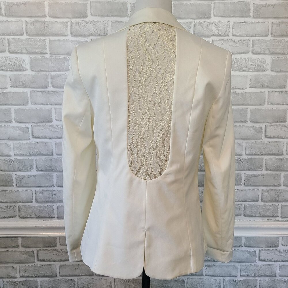 Boutique Ivory Lace Back Inset Blazer NEW Womens 10 Feminine Career Classic